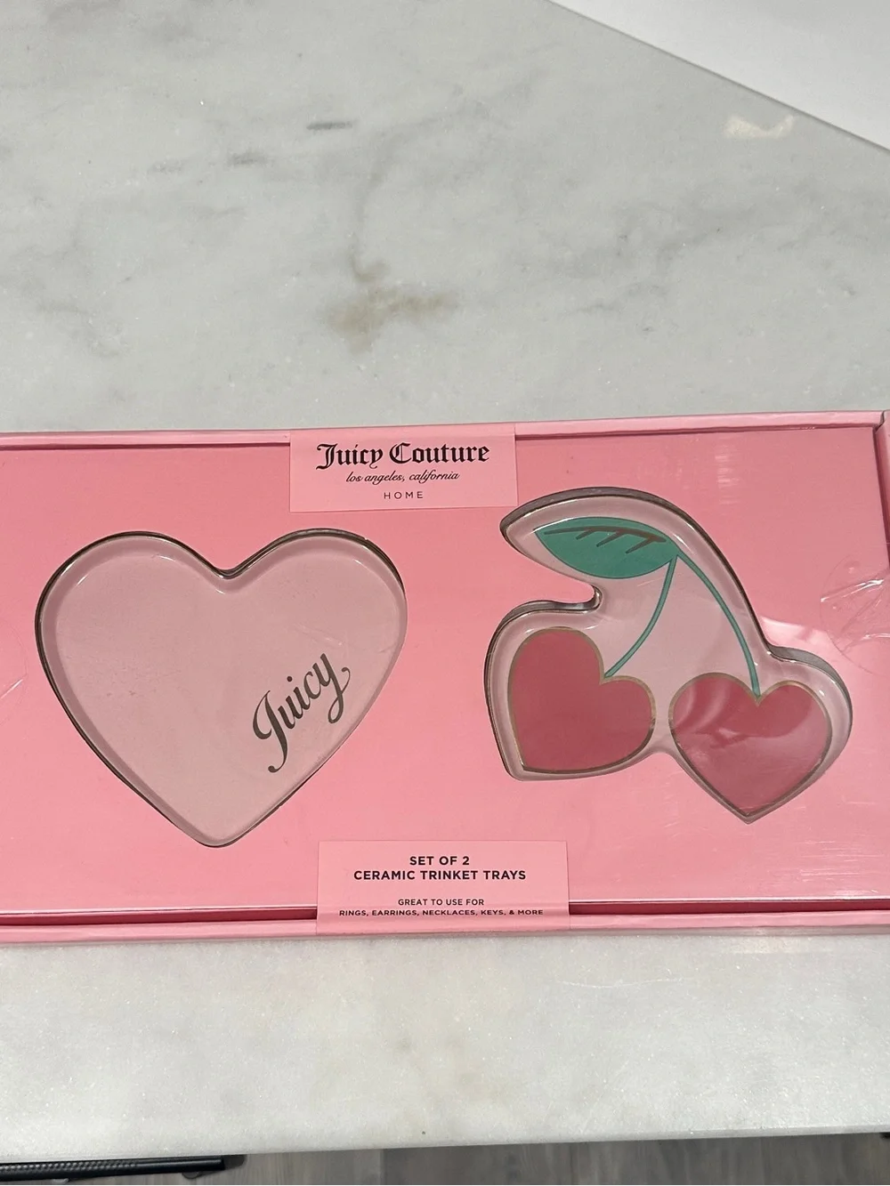 JUICY COUTURE CERAMIC TRINKET TRAYS 2 Piece set NIB SEALED